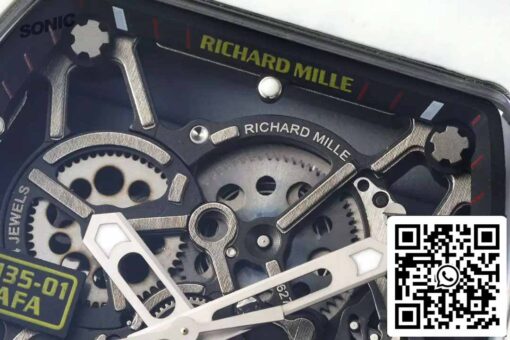 Richard Mille RM35-01 Sonic Factory 1:1 Best Edition White Carbon NTPT Red Rubber Strap - Imagen 5