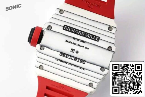 Richard Mille RM35-01 Sonic Factory 1:1 Best Edition White Carbon NTPT Red Rubber Strap - Imagen 8