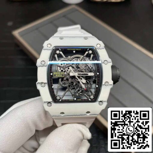 Richard Mille RM35-01 Sonic Factory 1:1 Best Edition White Carbon NTPT White Rubber Strap - Imagen 4