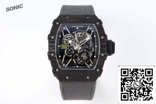 Richard Mille RM35-01 Sonic Factory 1:1 Best Edition White Carbon NTPT Grey Velcro Strap - Imagen 3