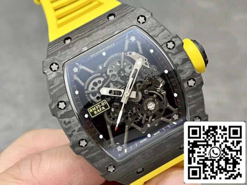 Richard Mille RM35-01 Sonic Factory 1:1 Best Edition Black Carbon NTPT Yellow Rubber Strap - Imagen 3