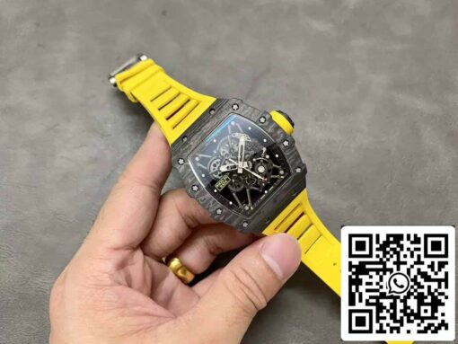 Richard Mille RM35-01 Sonic Factory 1:1 Best Edition Black Carbon NTPT Yellow Rubber Strap - Imagen 4