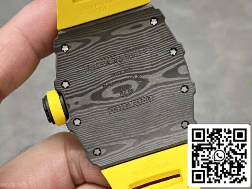 Richard Mille RM35-01 Sonic Factory 1:1 Best Edition Black Carbon NTPT Yellow Rubber Strap - Imagen 7