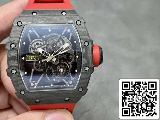 Richard Mille RM35-01 Sonic Factory 1:1 Best Edition Black Carbon NTPT Red Rubber Strap - Imagen 9