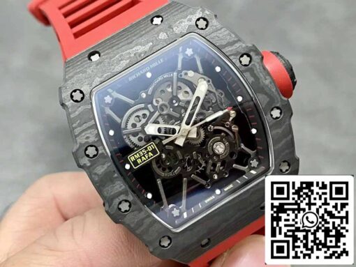 Richard Mille RM35-01 Sonic Factory 1:1 Best Edition Black Carbon NTPT Red Rubber Strap - Imagen 8