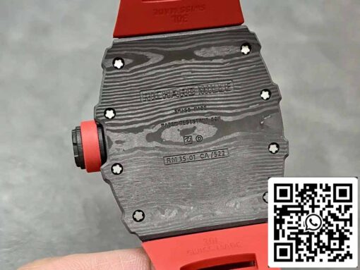 Richard Mille RM35-01 Sonic Factory 1:1 Best Edition Black Carbon NTPT Red Rubber Strap - Imagen 4