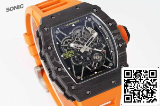 Richard Mille RM35-01 Sonic Factory 1:1 Best Edition Black Carbon NTPT Orange Rubber Strap - Imagen 9