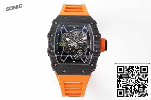 Richard Mille RM35-01 Sonic Factory 1:1 Best Edition Black Carbon NTPT Orange Rubber Strap - Imagen 8