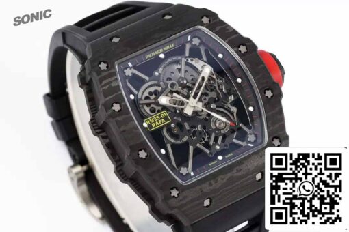 Richard Mille RM35-01 Sonic Factory 1:1 Best Edition Black Carbon NTPT Black Rubber Strap - Imagen 2