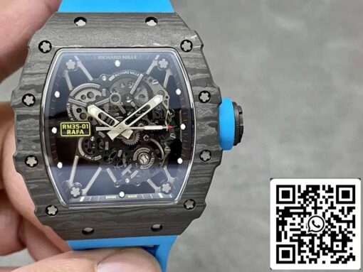 Richard Mille RM35-01 Sonic Factory 1:1 Best Edition Black Carbon NTPT Blue Rubber Strap - Imagen 9