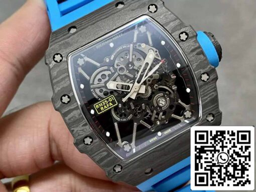 Richard Mille RM35-01 Sonic Factory 1:1 Best Edition Black Carbon NTPT Blue Rubber Strap - Imagen 8