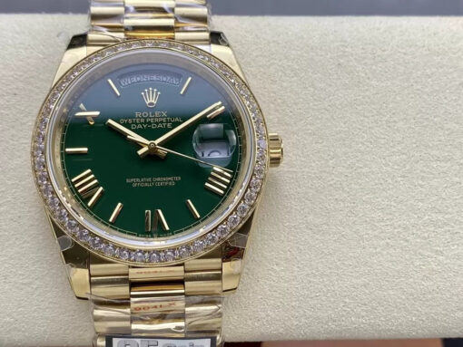 Rolex Day Date  M228238 V5 40mm  QF Factory 1:1 Best Edition Green Dial Bezel Stone - immagine 10