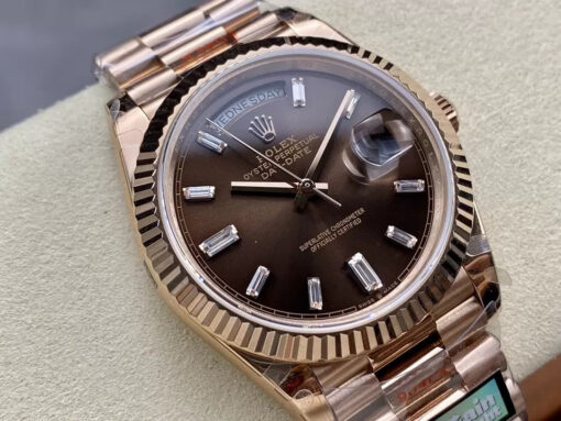 Rolex Day Date M228235-0003 V5 40mm  QF Factory 1:1 Best Edition Chocolate Dial Bezel - immagine 9