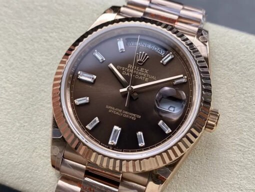 Rolex Day Date M228235-0003 V5 40mm  QF Factory 1:1 Best Edition Chocolate Dial Bezel - immagine 8