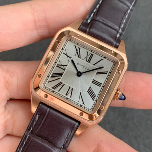 Cartier Santos-Dumont WGSA0022 1:1 Best Edition F1 Factory Silver Dial Brown Strap – Bild 8