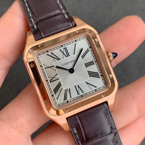 Cartier Santos-Dumont WGSA0022 1:1 Best Edition F1 Factory Silver Dial Brown Strap – Bild 9