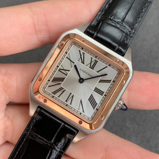 Cartier Santos-Dumont WGSA0022 1:1 Best Edition F1 Factory Silver Case Black Strap – Bild 8