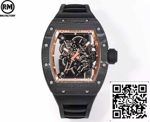 RICHARD MILLE  RM055  Carbon Fiber Case 1:1 Best Edition RM Factory newest 2024 Rose Gold Dial - Image 10