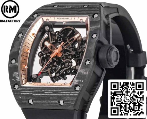 RICHARD MILLE  RM055  Carbon Fiber Case 1:1 Best Edition RM Factory newest 2024 Rose Gold Dial - Image 3