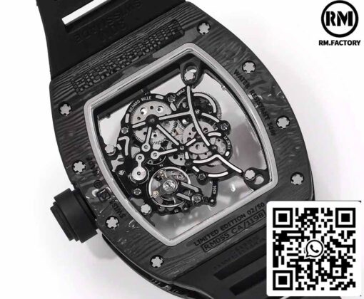 RICHARD MILLE  RM055  Carbon Fiber Case 1:1 Best Edition RM Factory newest 2024 Rose Gold Dial - Image 7