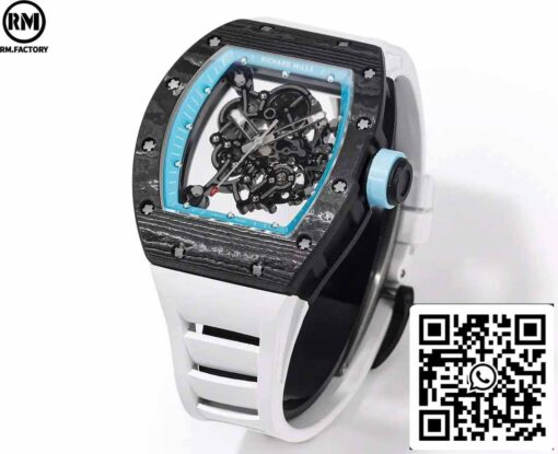 RICHARD MILLE  RM055  Carbon Fiber Case 1:1 Best Edition RM Factory newest 2024 Blue Dial - Image 4