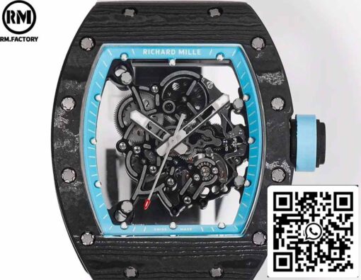 RICHARD MILLE  RM055  Carbon Fiber Case 1:1 Best Edition RM Factory newest 2024 Blue Dial