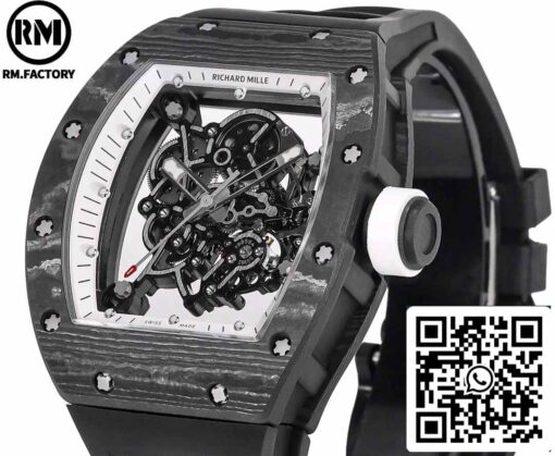 RICHARD MILLE  RM055  Carbon Fiber Case 1:1 Best Edition RM Factory newest 2024 White Dial - Image 3