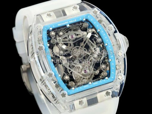 Richard Mille RM 56-02 Tourbillon 1:1 Best Clone RM Factory Transparent case Blue Dial - Imagen 9