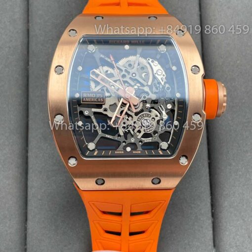 Richard Mille RM035 Toro Americas Edition Rose gold and Orange Strap 1:1 Best Clone Sonic Factory - Imagen 9