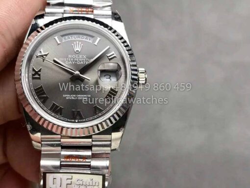 Rolex Day Date 128236 QF Factory 1:1 Best Clone Grey Roman numerals Dial