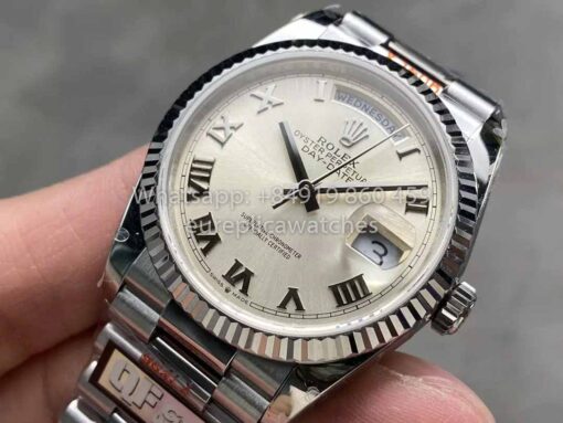 Rolex Day Date 128239 QF Factory 1:1 Best Clone Silver Numeral Dial - immagine 3