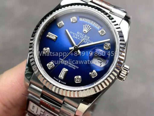 Rolex Day Date M128239-0023 128239-0023 QF Factory 1:1 Best Clone Blue Diamond Dial - 이미지 3