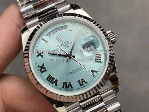 Rolex Day Date M128236 QF Factory 1:1 Best Clone Ice Blue Numeral Dial - immagine 2