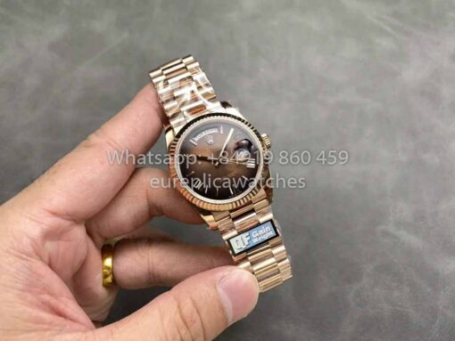 Rolex Day Date M128235-0075 Numeral Dial QF Factory 1:1 Best Clone Chocolate Dial Rose Gold - 이미지 4