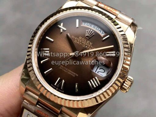 Rolex Day Date M128235-0075 Numeral Dial QF Factory 1:1 Best Clone Chocolate Dial Rose Gold - 이미지 2