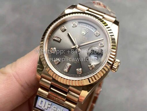 Rolex Day Date M128235 purple mother of pearl QF Factory 1:1 Best Clone Rose Gold 36 - 이미지 3