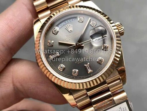 Rolex Day Date M128235 purple mother of pearl QF Factory 1:1 Best Clone Rose Gold 36 - 이미지 2