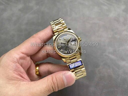 Rolex Day Date M128235 purple mother of pearl QF Factory 1:1 Best Clone Yellow Gold 36 - immagine 3