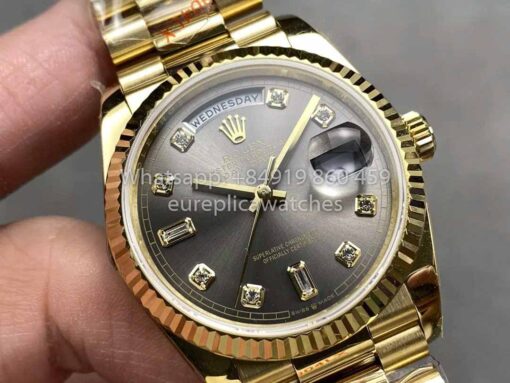 Rolex Day Date M128235 purple mother of pearl QF Factory 1:1 Best Clone Yellow Gold 36 - immagine 2