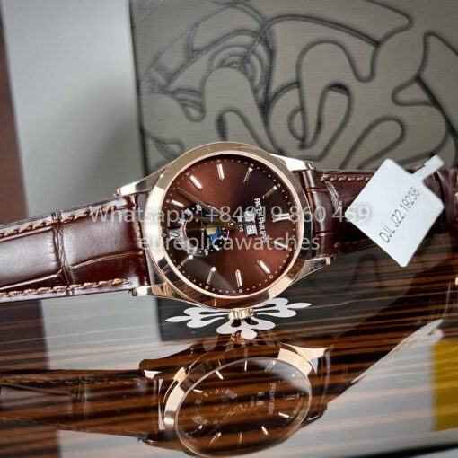 Patek Philippe Complications Annual Calendar 38.5mm Rose Gold 5396R Brown Dial 1:1 Best Clone - Imagen 10