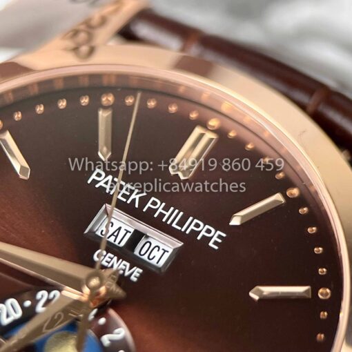 Patek Philippe Complications Annual Calendar 38.5mm Rose Gold 5396R Brown Dial 1:1 Best Clone - Imagen 6